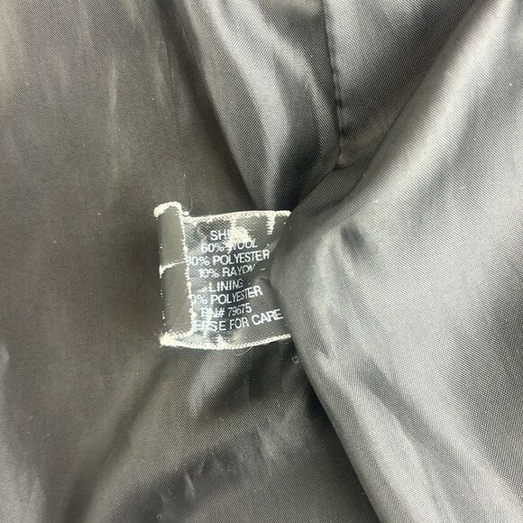 Michael Kors Black Wool Blend Cassandra Asymmetrical Zipper Pea Coat Size 12 - Picture 11 of 12